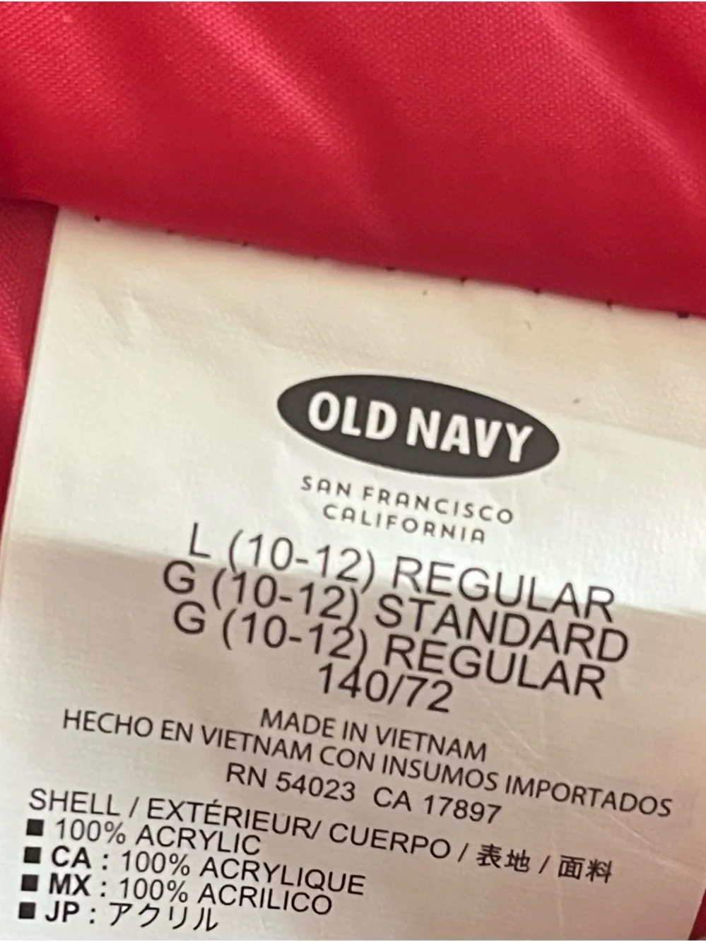 Old Navy Red Double-Breasted Peacoat with Notch Collar. Girls SZ 10-12